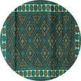 thumbnail image 1 of Ahgly Company Machine Washable Indoor Round Persian Turquoise Blue Traditional Area Rugs, 7' Round, 1 of 4
