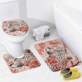 thumbnail image 4 of Petal Pink Leopard Print 4 Piece Shower Curtain Sets with Non-Slip Rugs Toilet Lid Cover And Bath Mat Cheetah Animal Pattern Chinoiserie Waterproof Personality Pattern Bath Curtain, 4 of 8