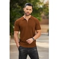 thumbnail image 4 of COOFANDY Men's Zipper Polo Shirts Short Sleeve Ribbed Knit Polo T Shirts Fashion Casual Golf Shirts, 4 of 6