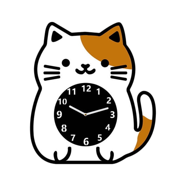 Reloj de pared con diseño de gato, decorativo, para colgar en la pared, creativo, estético, sin tictac. 20 cm