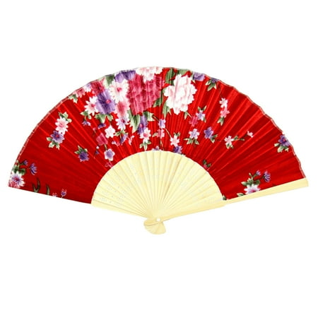 

YeccYuly Chinese Classical Floral Folding Hand Fan Vintage Handheld Folding Fan with Different Flower Patterns Fabric Folding Fan for Wedding Dancing Party Decor Photography Prop