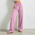 thumbnail image 6 of KIHOUT Women's Wide Leg Pants Drawstring Elastic Waist Loose Fit Casual Trousers with Side Pockets Lightweight Beach Vacation Pants for Summer, 6 of 9