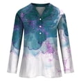 thumbnail image 3 of Oversized Women Linen Shirts Long Sleeve Button Henley Neck Marbling Print Tunic Top Autumn Casual Loose Blouse(4X-Large,Multicolor), 3 of 4