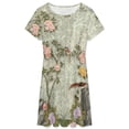 thumbnail image 3 of Chinese Traditional Flower Birds Dress Fashion Beach Short Sleeve Dresses Female Party Printed Sundress, 3 of 7