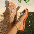 thumbnail image 3 of Rokment Women's Glitter Rhinestones Butterfly Flat Dress Sandals Bride Wedding Sparkly Open Toe No Heel Elastic Ankle Strap Slingback Dressy Summer Beach Shoes A Size 6, 3 of 7