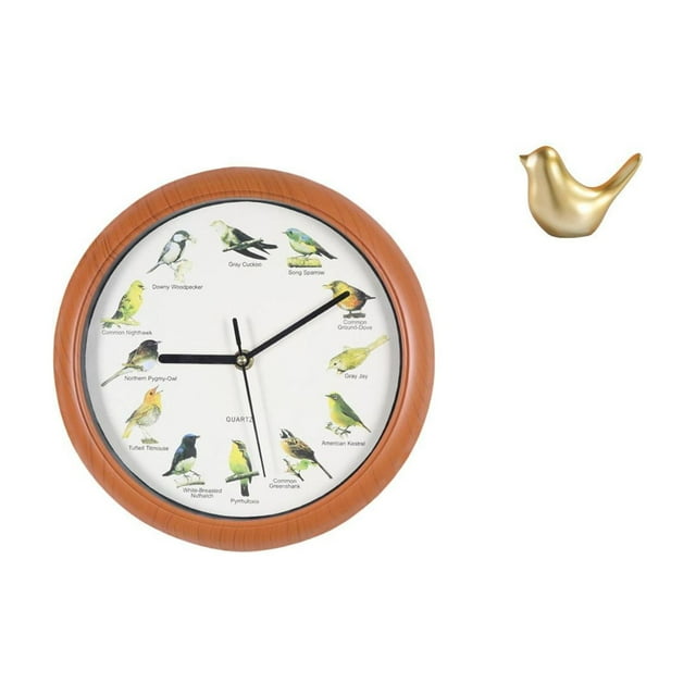 Reloj de pared con pájaro cantor, figura de pájaro dorado, reloj decorativo para cocina, decoración del hogar, escultura de pájaro moderna para sala d
