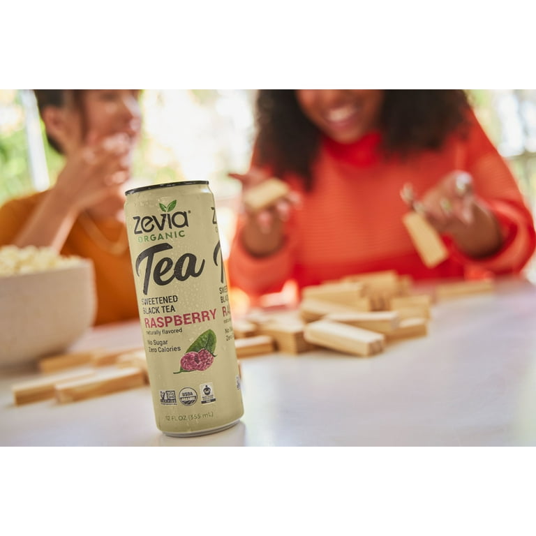 Zevia Zero Sugar Organic Iced Tea, Black Tea Raspberry, 12 fl oz