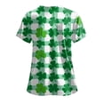 thumbnail image 4 of GEWSEY St Patricks Day Scrub Tops for Women Short Sleeve V Neck Scrubs Lucky Shamrock Print Plus Size Medical Uniform Shirts (Mint Green, XXL), 4 of 8