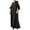 Black, variant on MIUOWANP Button Down Dress for Women Minimalist Versatile Women's Short Sleeved V-neck Fashion Solid Color High Waist And Ankle Split V-neck Dress On Sale,Size Free Size Black