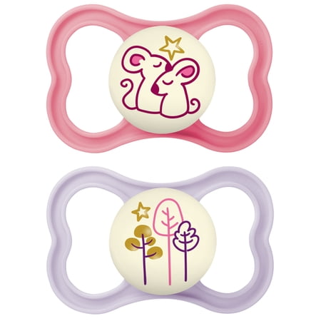 MAM Air Night Pacifier, 6+ Months, Girl, 2 Pack