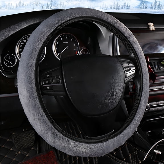 MELIVO Elastic Stretch Steering Wheel Cover - Soft Warm Non-Slip Car Wheel Protector - Universal Fit for 14-15 Inch Steering Wheels (Gray)