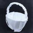 thumbnail image 2 of 2 cestas de satén blanco con cuentas para boda de niña de las flores con lazo decorativo, 2 of 8