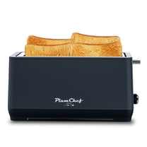 4-Slice Toaster, Extra Wide Long Slot Toaster, 6 Settings, Bagel/Defrost/Reheat Functions, Removable Crumb Tray, Stainless Steel Housing, Matte Black