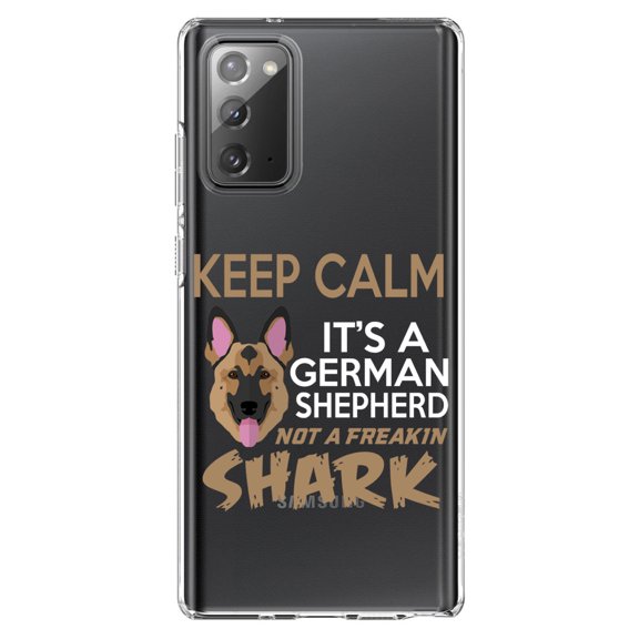 DistinctInk Clear Shockproof Hybrid Case for Samsung Galaxy Note 20 (6.7" Screen) - TPU Bumper Acrylic Back Tempered Glass Screen Protector - Keep Calm - It's a German Shepherd