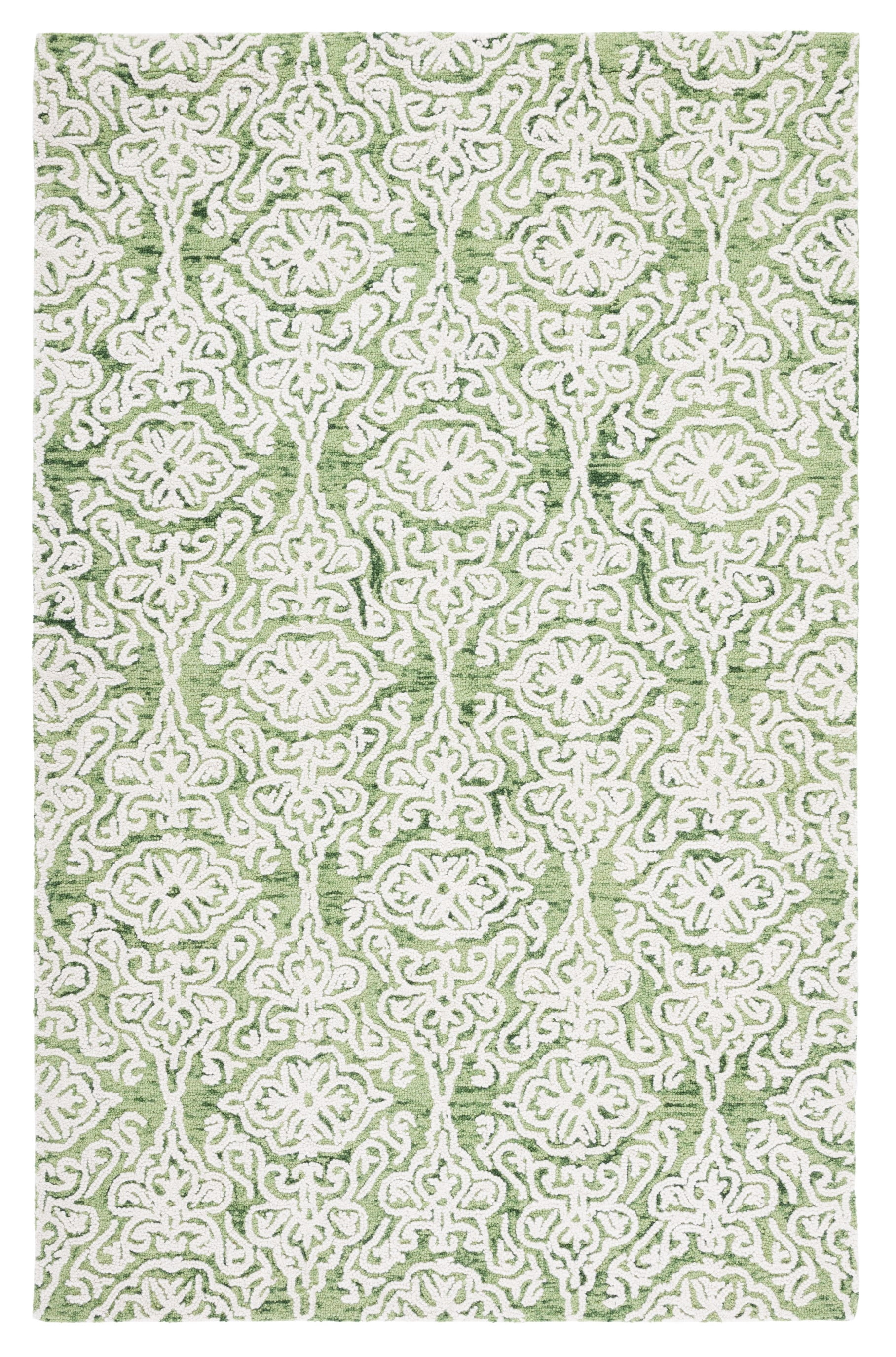 SAFAVIEH Blossom Asher Geometric Wool Area Rug, Green/Ivory, 3' x 5'
