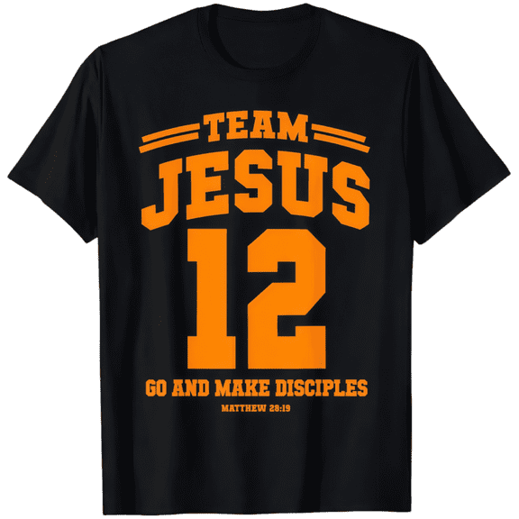 Team Jesus 12 Graphic T-Shirt - Men's Casual Cotton Tee with Inspirational Print