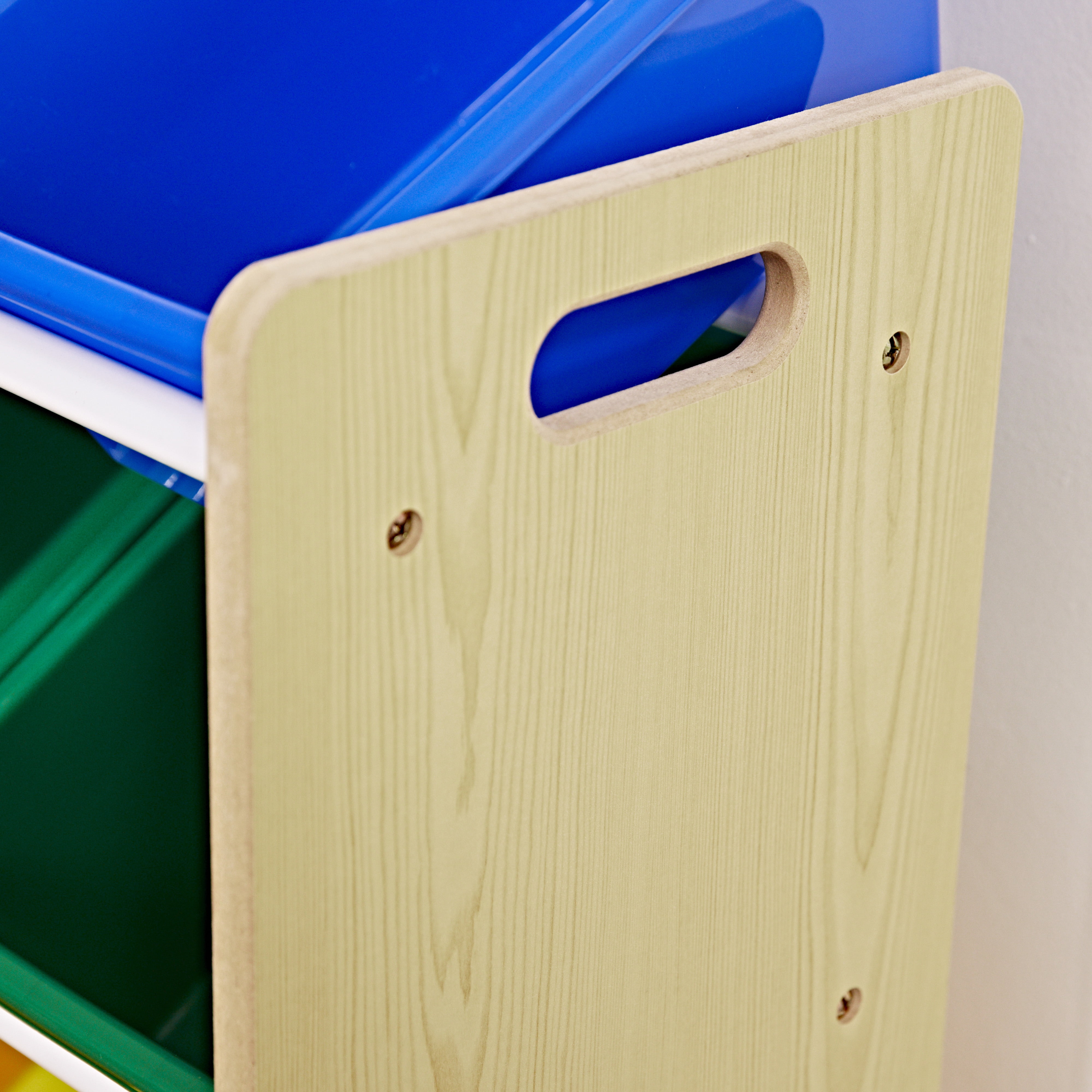 ECR4Kids 4-Tier Organizer with 12 Removable Plastic Bins, 4x3, Toy Storage, Natural/Primary