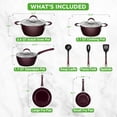 thumbnail image 3 of Induction Cookware Set, Ceramic Pots & Pans Set Non Stick, Saucepan, Frying Pans, Cooking Pots, Lids, Utensil - Stylish Kitchenware with Elegant, Diamond Pattern 11 Pc, 3 of 7