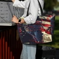 thumbnail image 7 of JUNZAN Watercolor Bald Eagle Pattern Women's Large Beach Bag,Waterproof Sandproof Zipper Beach Tote Bag for Pool Gym Grocery Travel with Wet Pocket, 7 of 7