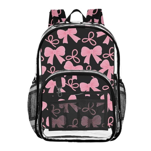 ALAZA Clear Backpack Pink Bows PVC Transparent BookBag