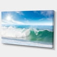thumbnail image 2 of Designart 'White and Blue Waves under Sun ' Seascape Canvas Art Print, 2 of 3