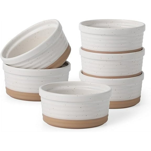 Frewinky Ceramic Ramekins 10oz,Creme Brulee Ramekins & Souffle Dishes for Oven,Small Baking-Dishes for Pudding,Serving Dip, Custard, Ice Cream,set of 6