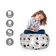 thumbnail image 2 of Flower Storage Toy Bag Chair, Simple Monochromatic Floral Repetition with Abstract Outline Petals, Stuffed Animal Organizer Washable Bag, Large Size, Ivory and Charcoal Grey, by Ambesonne, 2 of 3