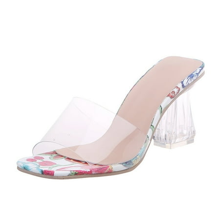 

Women S Spring And Summer Crystal High Heel Flower Casual Large Size Sandals