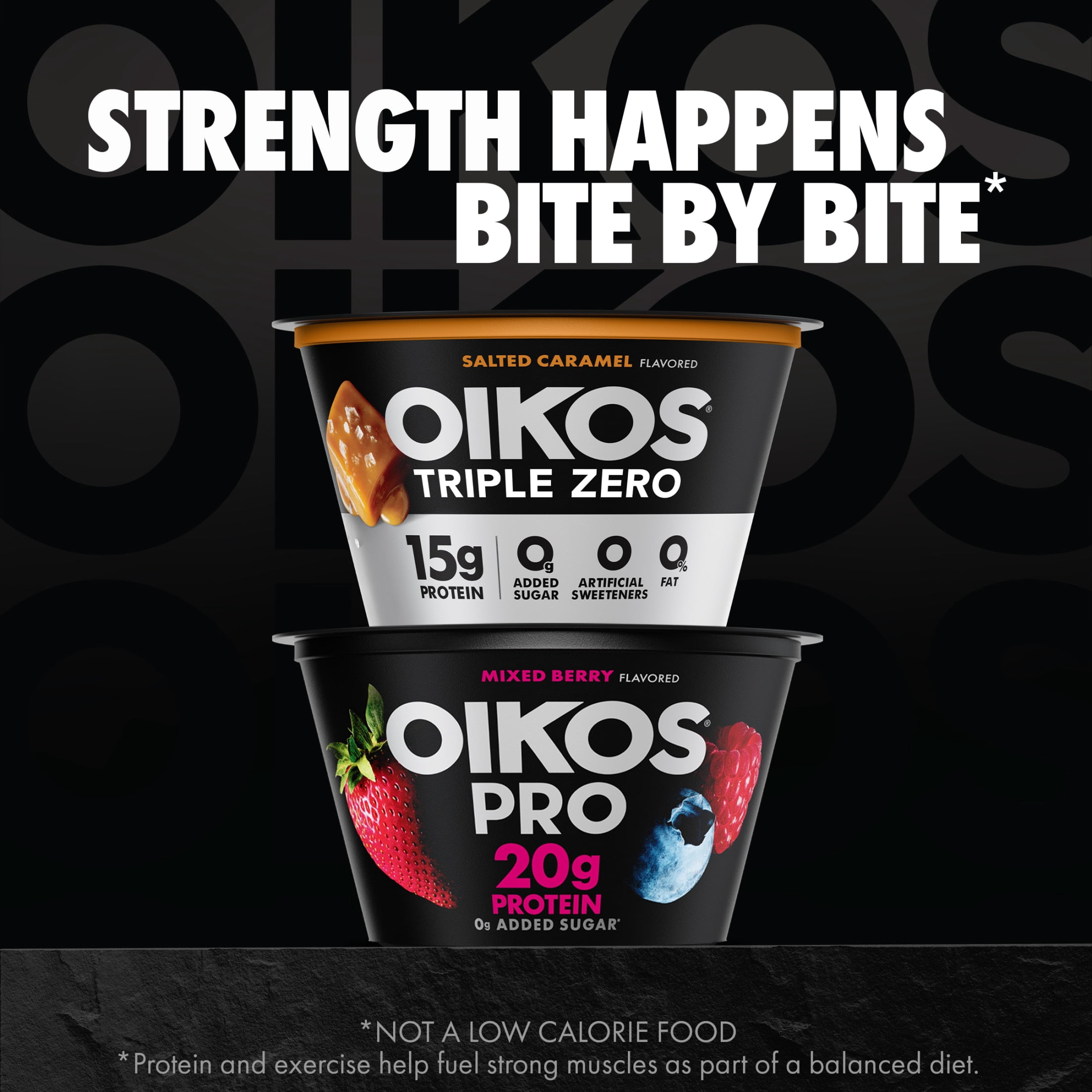 Oikos Triple Zero 15g Protein Salted Caramel Greek Yogurt, 90 Calories, 0g Added Sugar and 0 Artificial Sweeteners, Nonfat Yogurt Pack, Great for Office Snacks, 5.3 oz Cup