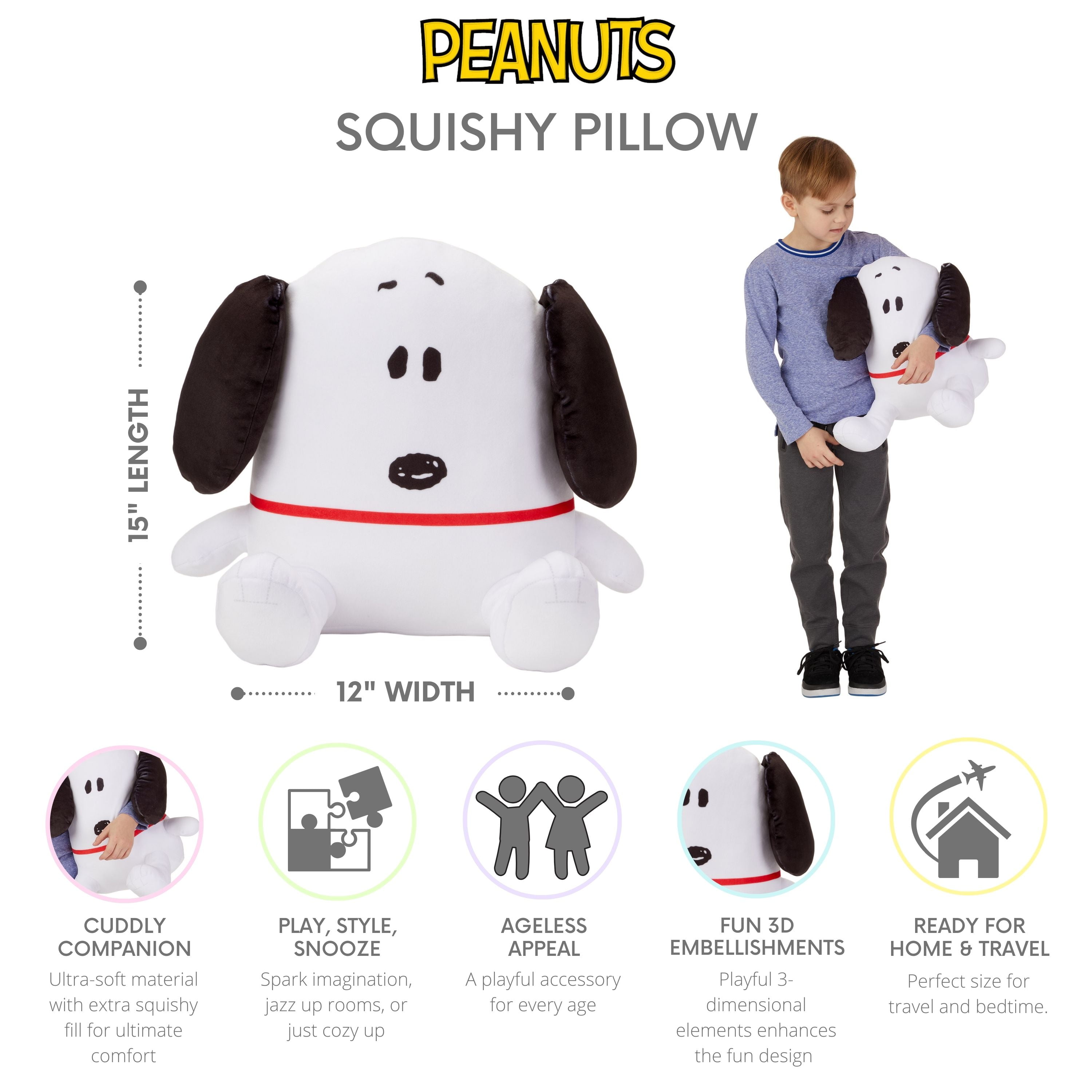 Peanuts Snoopy Toodler Squisshy Bed Pillow