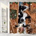 thumbnail image 2 of Merry Christmas Shower Curtains, Funny Cow Farmhouse Barn Door Rustic Vintage Wooden Xmas Wreath Animals Shower Curtain for Home, Fabric Bathroom Decor Set with Hooks, 72X72in, 2 of 5