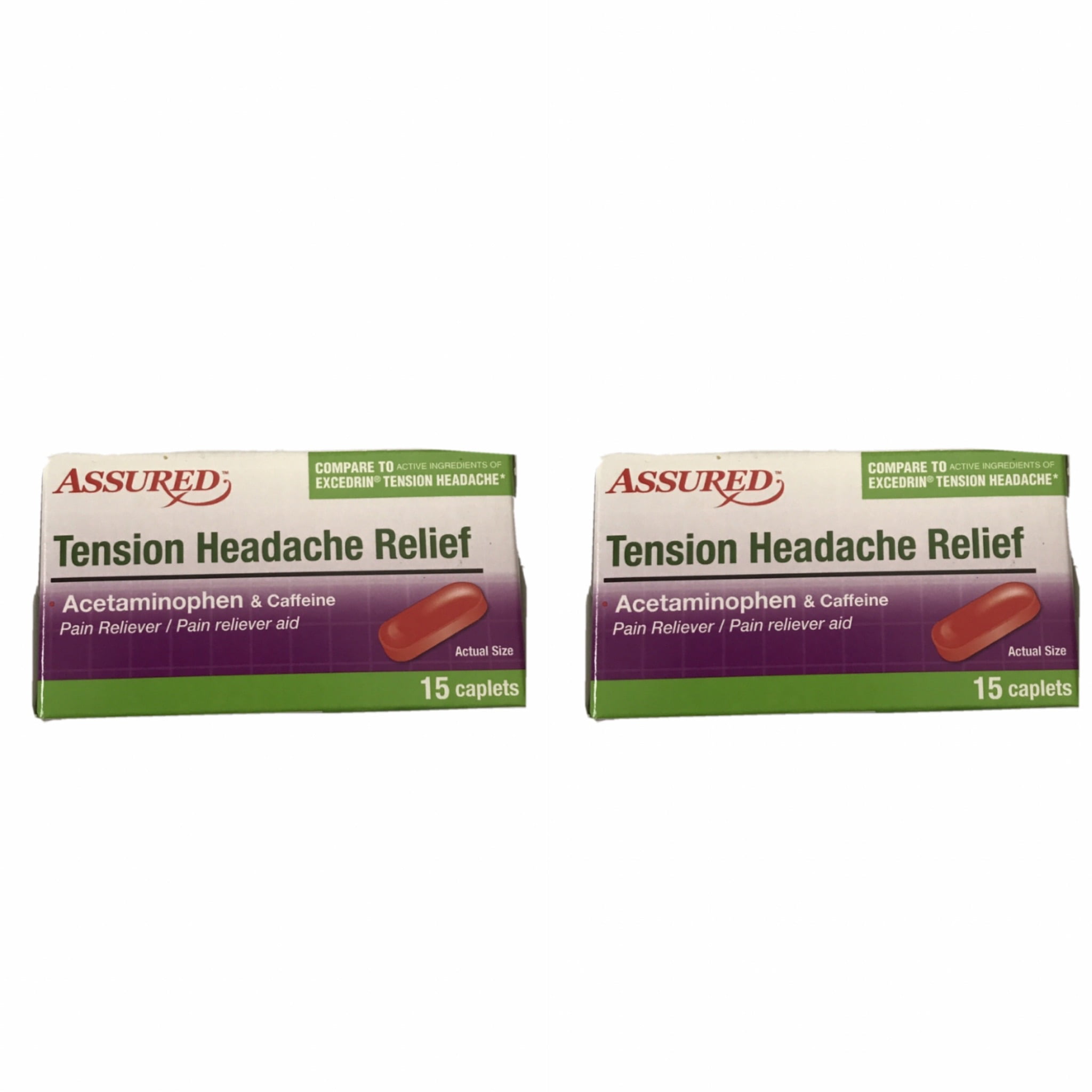 2 Packs Tension Headache Relief 15 Caplets Each