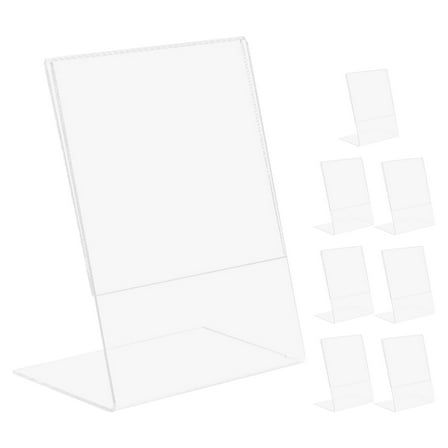 8pcs Clear Acrylic Frames for Desktop Display Vertical Standing Sign Holder