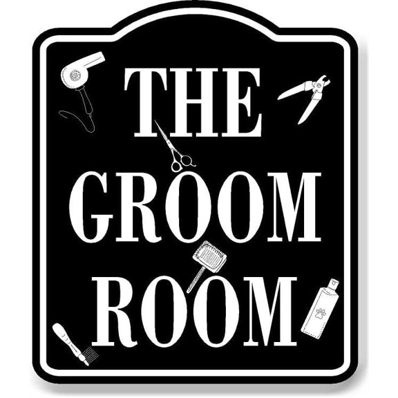 The Groom Room Pet Supplies BLACK Aluminum Composite Sign, 15"x18"