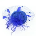 thumbnail image 4 of Clearance! Baberdicy Women's Feather Fascinators Hat - Hair Pin Cocktail Headwear Pillbox Hat Blue, 4 of 4