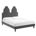 thumbnail image 2 of Modway Alexandria Tufted Performance Velvet Twin Platform Bed in Charcoal, 2 of 10