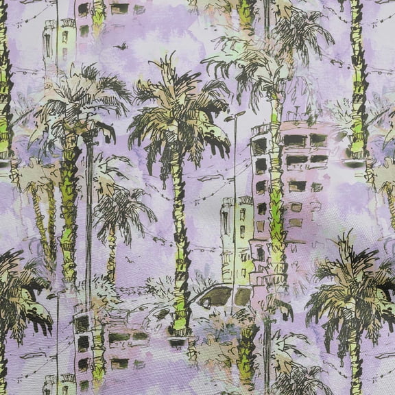 oneOone Georgette Viscose Pastel Purple Fabric Tree Quilting Supplies Print Sewing Fabric By The Yard 42 Inch Wide