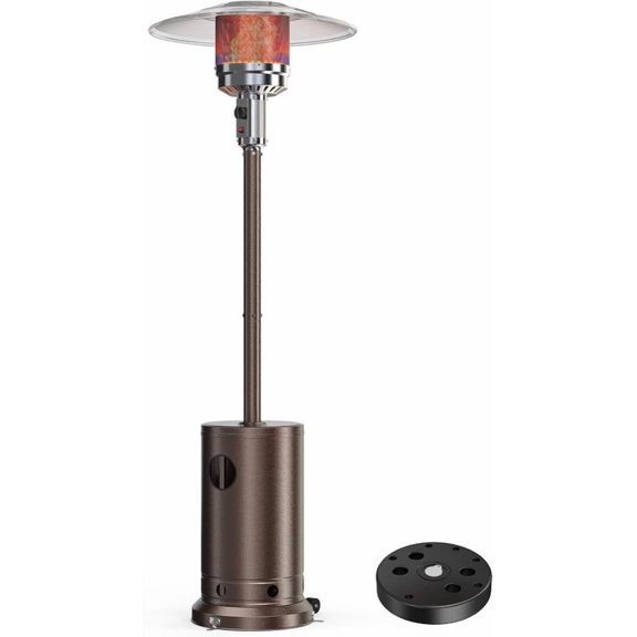 Sybels 48,000 BTU Outdoor Propane Patio Heater with Sand Base & Wheels, Auto Safety Shut-Off, Double-Layer Stainless Steel for Backyard, Deck, Garden