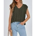 thumbnail image 4 of FreshPretty Womens Oversized Sweater Vest 2025 Summer V Neck Casual Sleeveless Sweaters Loose Cable Knit Pullover Tops, 4 of 6