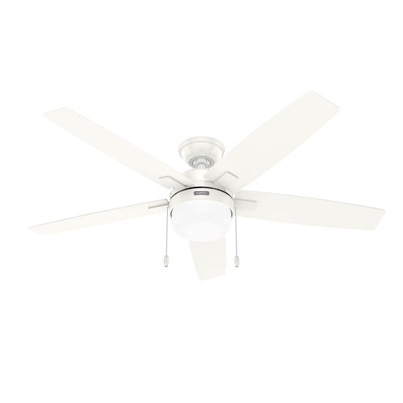 Restored Hunter Fan 52 inch Contemporary Fresh White Finish Indoor Ceiling Fan with LED Light Kit and Pull Chain (Refurbished)