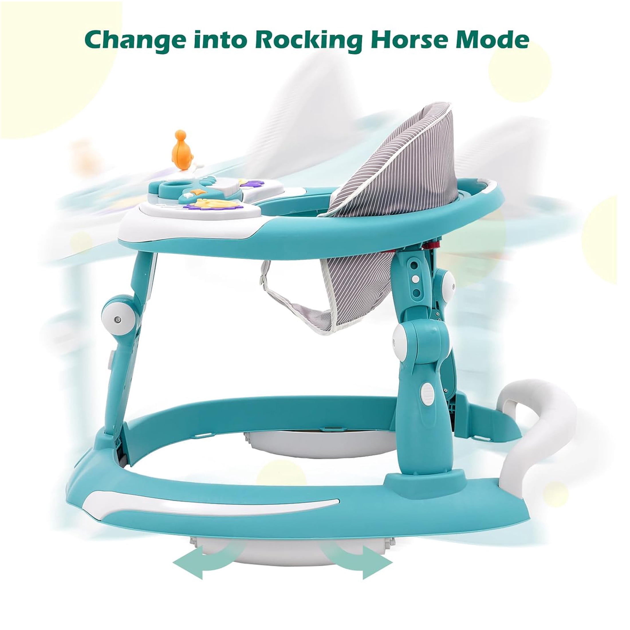 Ealing Baby Walker,Foldable Push Walker with Rocking Horse Function, Height Adjustable,Baby Activity Center Toys with Music for Babies 6-24 Months