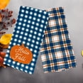 thumbnail image 2 of Serafina Home Grainhouse Oversized Hello Fall Blue And Orange Plaid And Gingham Kitchen Towels, Set Of 2 16" x 26", 2 of 4