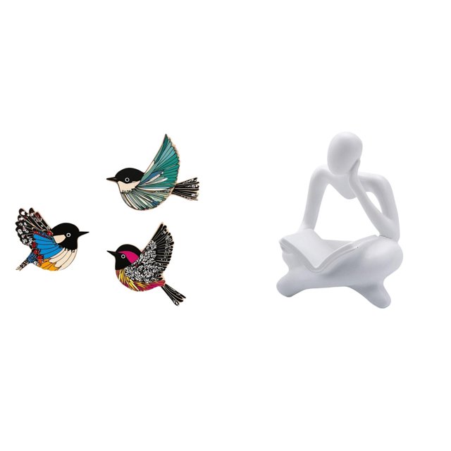Pájaro para colgar en la pared,Arte de pared de pájaros de madera Decoración de pared de pájaros voladores de madera,Figura de lector abstracto,Estatua de pensador