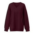 thumbnail image 4 of Women's V Neck Side Pocket Sweatshirt, Loose Fit Plush Thermal Lightweight Pullover Top with Soft Breathable Fabric for All Season, Casual Daily Comfort, Street Fashion and Holiday Outfits Wine L, 4 of 4