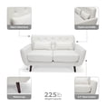 thumbnail image 4 of OFM 161-FLS2-BGE 161 Collection Mid Century Modern Tufted Fabric Loveseat Sofa with Lumbar Support Pillows, Walnut Legs - Beige, 4 of 17