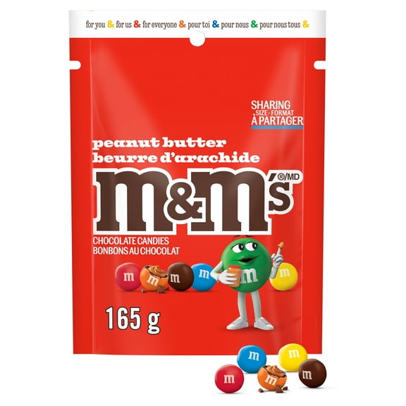 M&M'S, Peanut Butter Milk Chocolate Candies, Sharing Bag, 165g