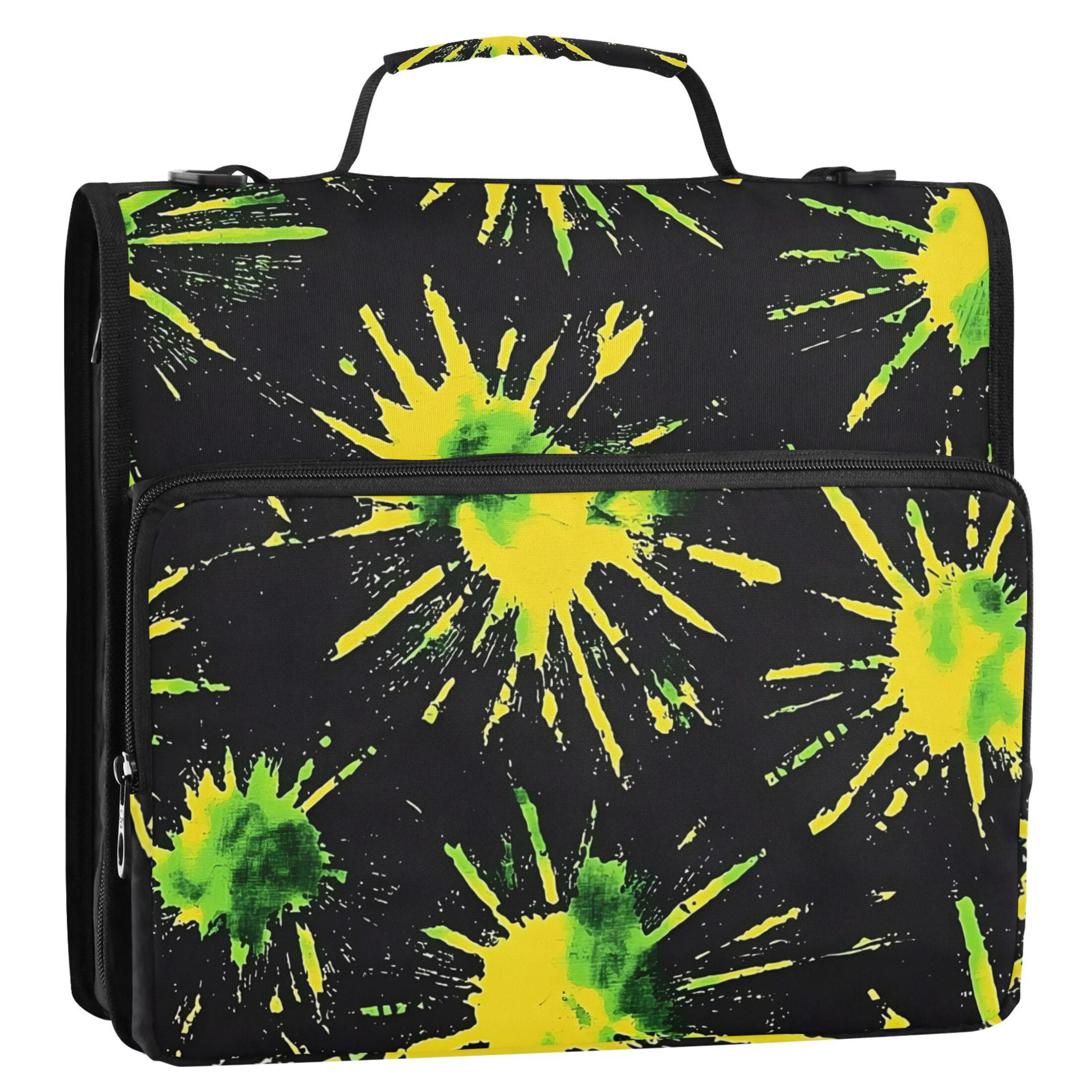 ALAZA Zipper Binder Art Tie-dye Yellow 3 Ring Trapper Keeper File Folder Organizer Bag