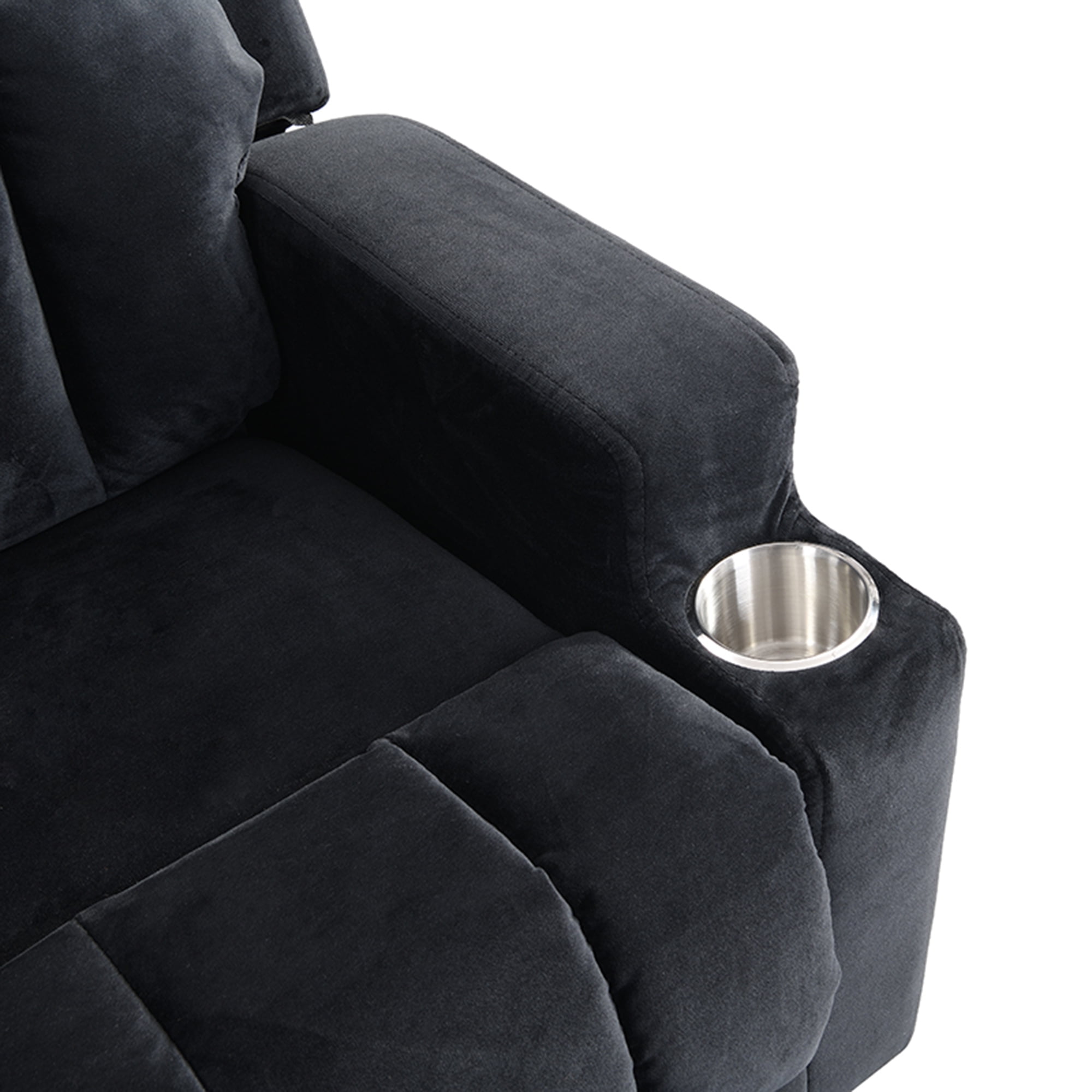 Kepooman Kids Recliner Chairs, Toddlers Velvet Recliner with Headrest and Footrest, Single Recliner Sofa with Two Cup Holder, Footrest, Backrest, Black Kepooman Kids Recliner Chairs, Toddlers Velvet Recliner with Headrest and Footrest, Single Recliner Sofa with Two Cup Holder, Footrest, Backrest, Black