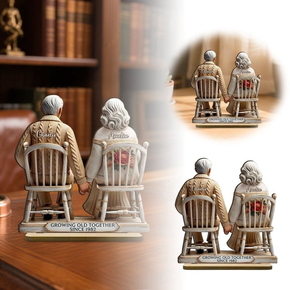 Heartwarming Elderly Couple Desktop Ornament Figurine for Home Displaying Golden Years Togetherness and Everlasting