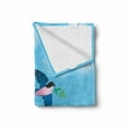 thumbnail image 2 of Birds Soft Flannel Fleece Throw Blanket, Illustration of Blue Swallow Bird Among the Clouds Known As Hirundo Atrocaerulea, Cozy Plush for Indoor and Outdoor Use, 50" x 60", Multicolor, by Ambesonne, 2 of 6